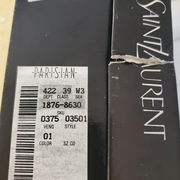 Vintage yves saint laurent black linen block heels with box size 10 - Picture 11 of 11